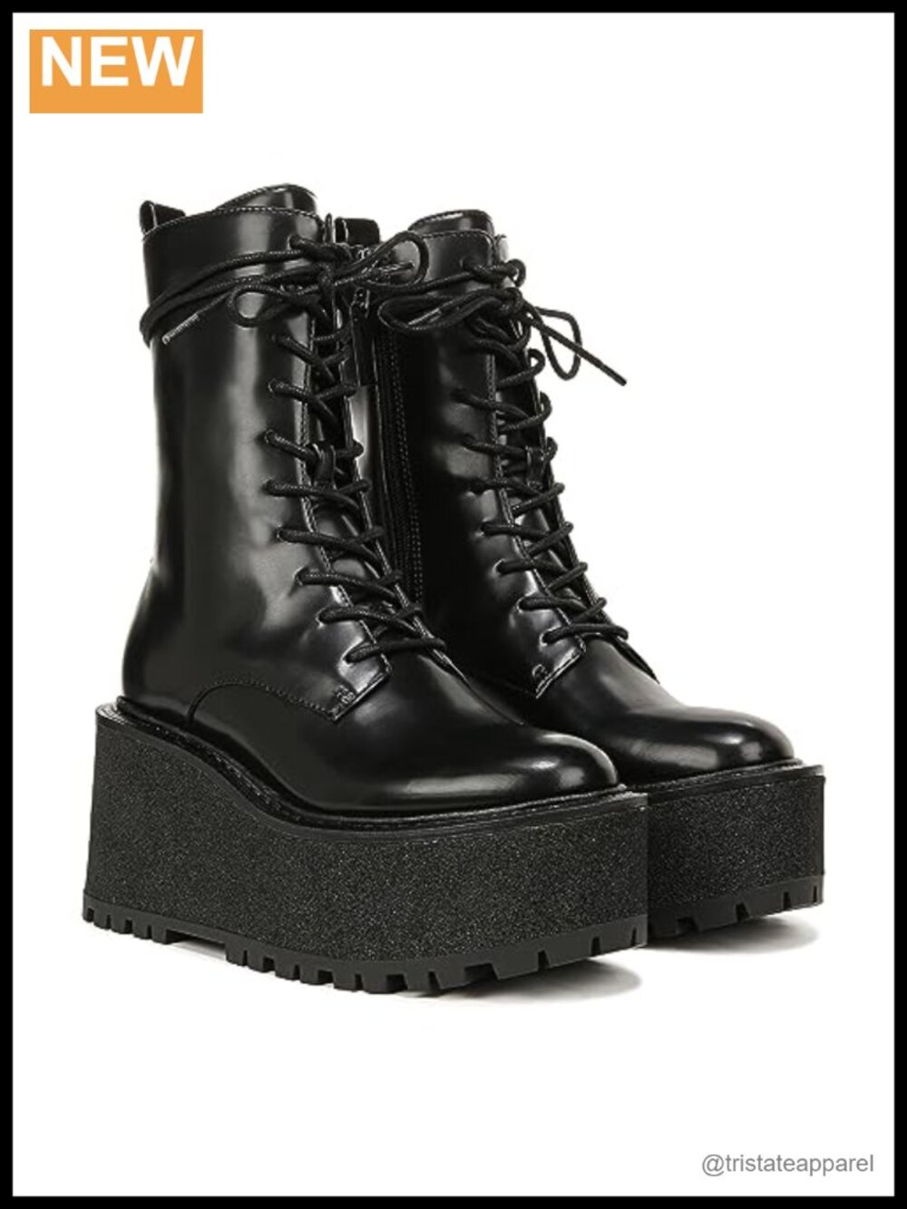 Women's Slater Combat Boots Lace Up Lug Sole Mid-Calf Zip